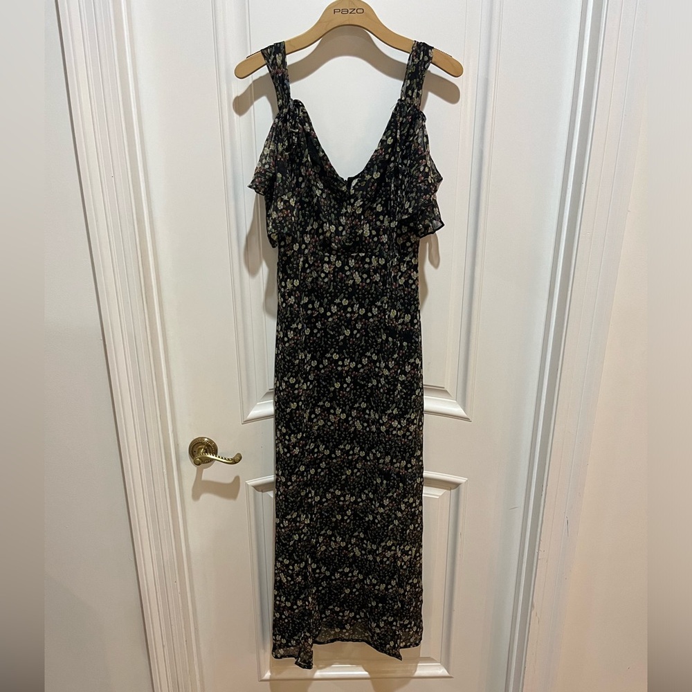 French Connection Hallie Floral Cold-Shoulder Maxi Dress Large